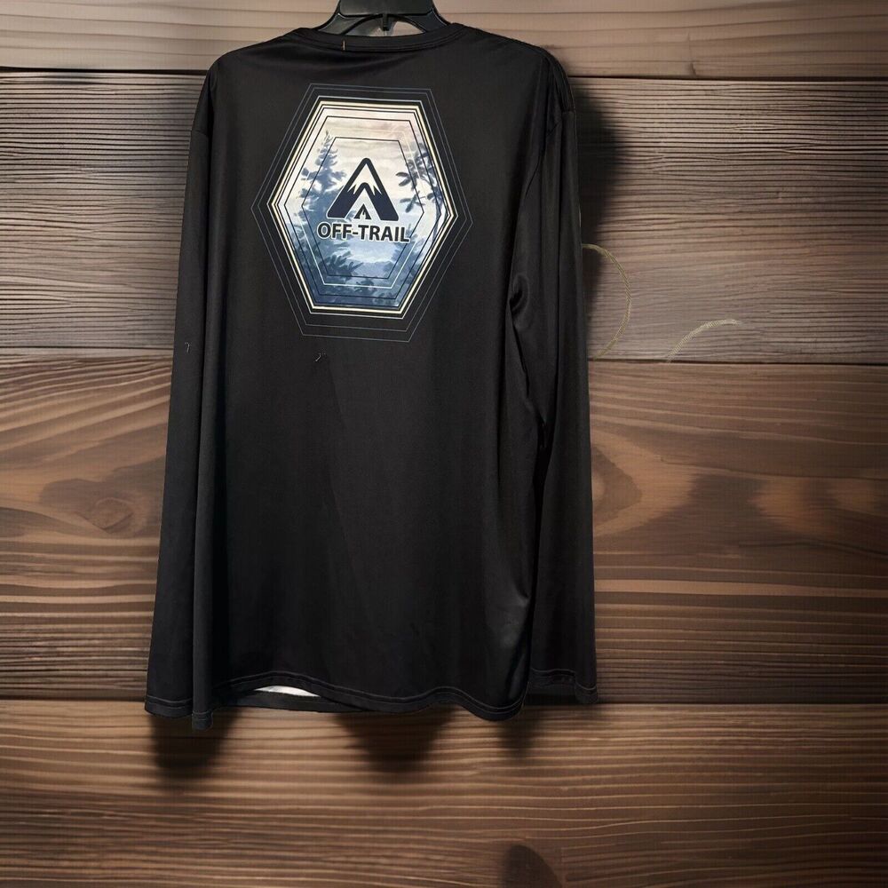 Off Trail Black Long Sleeve Moisture Wicking Performance XXL T-Shirt Double Side